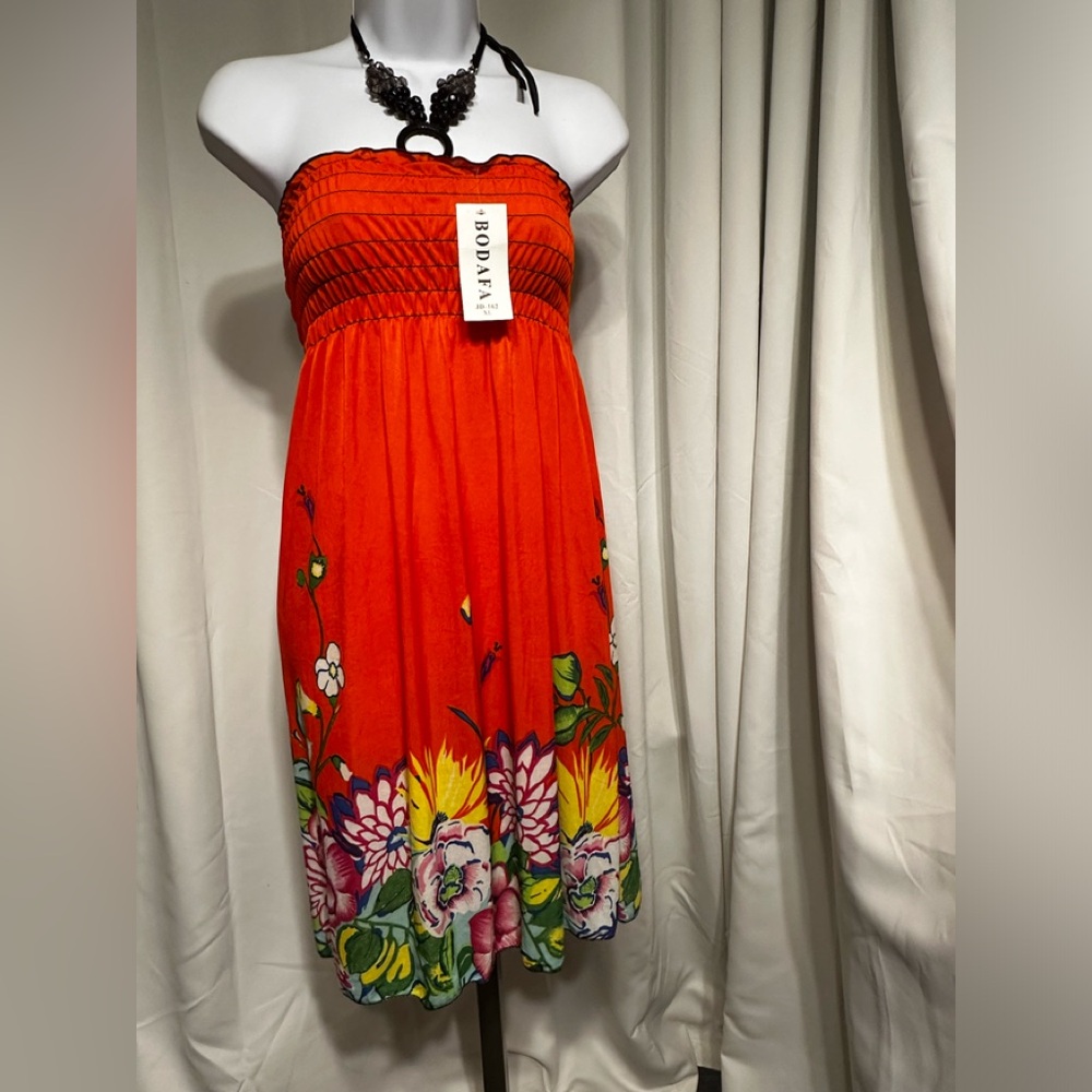 NWTAG Tangerine Floral Mix Stretch “ Bodafa” Midi Dress
